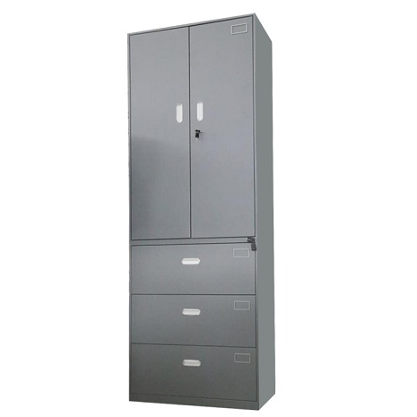 Lateral File Swing Door Cupboard with 3 Drawers 
